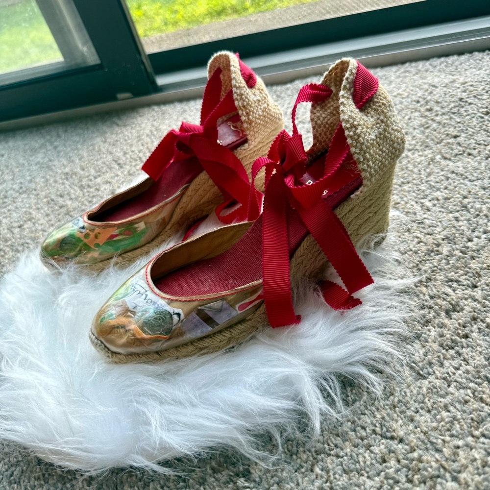 Christian Louboutin Stylish Espadrille Wedges Size 38.5